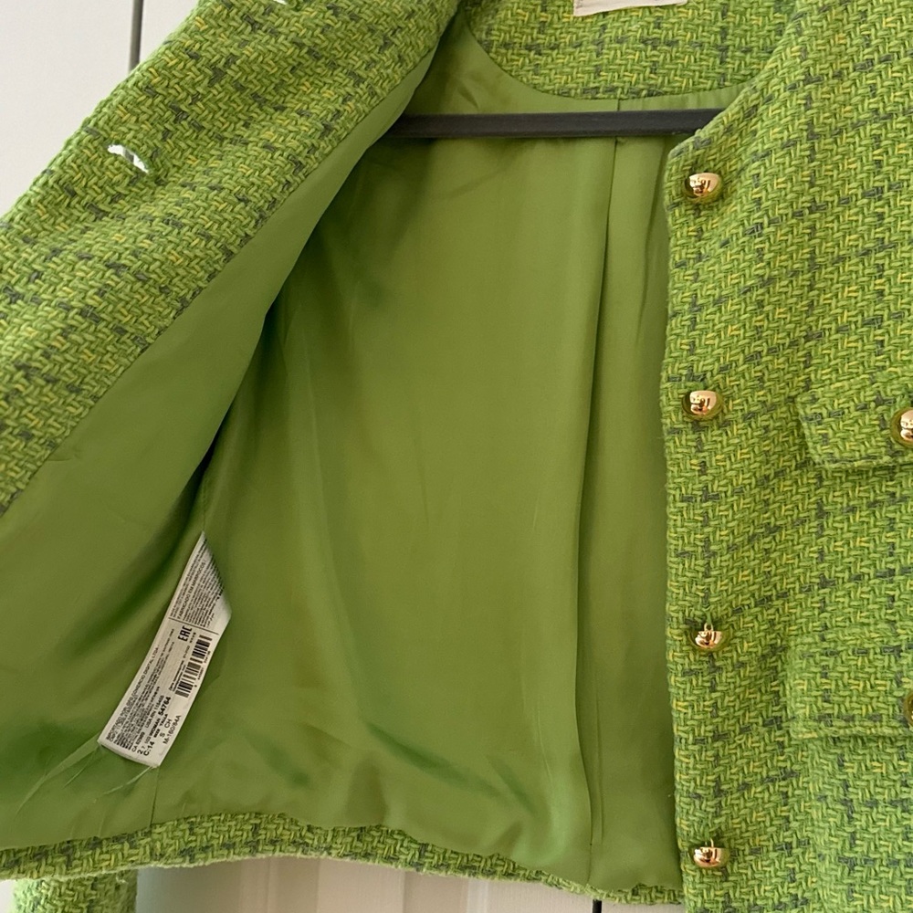 Mango Green Tweed Blazer / Jacket - image 4